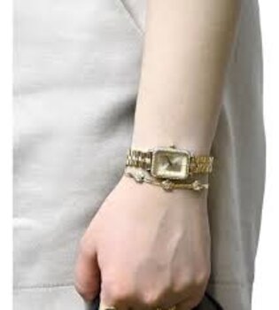 C1Kx - Relogio Pulso Orient Feminino Dourado Retangular Com Zirconias