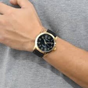 P2Px - Relogio Pulso Lince Masc Prata Fundo Preto Puls Couro Preto