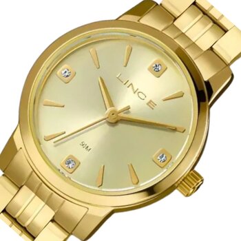 K00Ib1Tx - Relogio Pulso Lince Dourado Fundo Branco