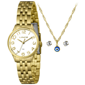K06Ub2Kx - Relogio Pulso Lince Dourado Fundo Branco