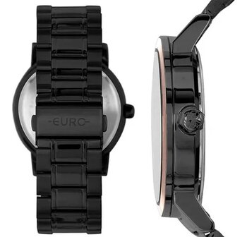 Relogio Euro Metal Preto Fundo Escuro