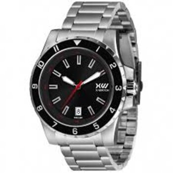 Relogio Masc Aço Fundo Preto P1Sx - Xw - Quartz,anlgo.cx.aco Inox.cal.vx62E22 - D.c.r.e 2023/28560