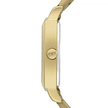 Relógio Technos Quadrado Dourado Pulseira Aço Fundo Madre Pérola Flor