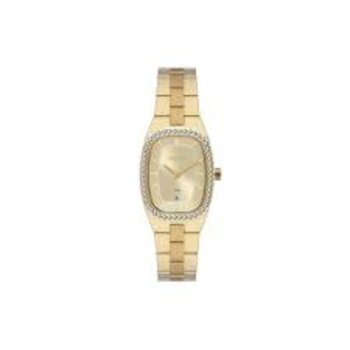 C1Kx - Relogio Pulso Orient Feminino Dourado Retangular Com Zirconias