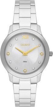 G3Sx - Relogio Pulso Orient Feminino Prata Fundo Cinza Com Zirconias