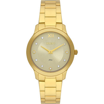 S3Kx - Relogio Pulso Orient Feminino Dourado Fundo Branco