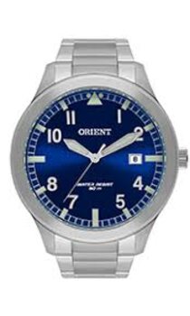 D2Sx - Relogio Pulso Orient Masc Prata Fundo Azul