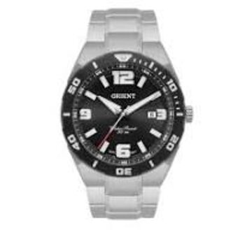 P2Sx - Relogio Pulso Orient Aço Prata Fundo Preto