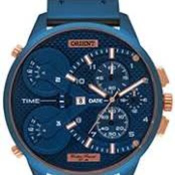 Relógio Mas Couro Azul Fundo Azul D2Dx - Relogio Pulso Orient - Quartz,anlgo.cx.aco Inox.cal.ym15A13 - D.c.r.e 2019/203280