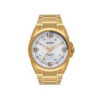 Relógio Masc Aço Dourado Fundo Branco S2Kx - Relogio Pulso Orient - Quartz,anlgo.cx.aco Inox.cal.vx42E22 - D.c.r.e 2022/343195