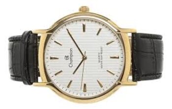 Relógio Aço Dourado Pulseira Couro Preto 2013/595080