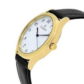 Relógio Aço Dourado Pulseira Couro Preto 2013/598690