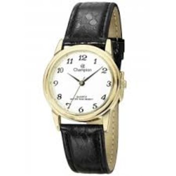 Relógio Aço Dourado Pulseira Couro Preto 2013/598984