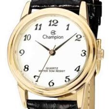 Relógio Aço Dourado Pulseira Couro Preto 2013/598984