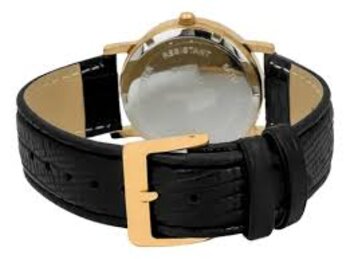 Relógio Aço Dourado Pulseira Couro Preto 2013/605107
