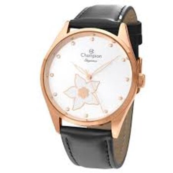 Relógio Aço Dourado Pulseira Couro Preto 2020/047483