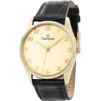 Relógio Aço Dourado Pulseira Couro Preto 2022/077924