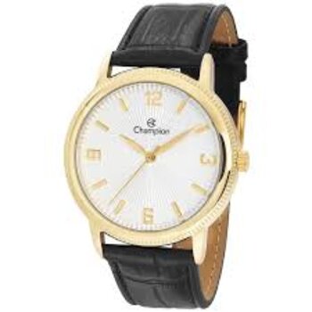 Relógio Aço Dourado Pulseira Couro Preto 2022/383480