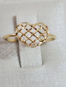 Anel de Ouro 18K N°17 Coração Vazado Entrelaçado 1.40Gr