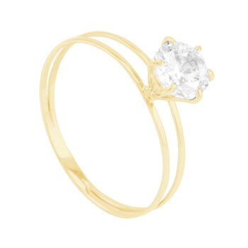 Anel Solitário Ouro 18K Tm 14 Zircônia 1,10Gr