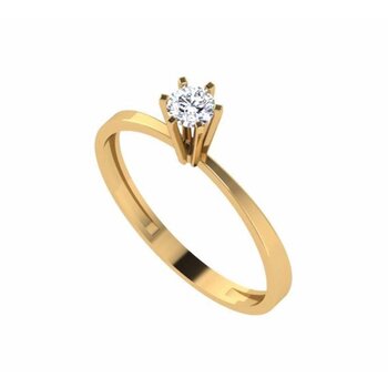 Anel Solitário Ouro 18K Zircônia Tm 15 1,35Gr