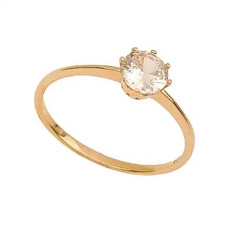 Solitário de Ouro 18K N°18 Com Zircônia Branca Alta 2.97