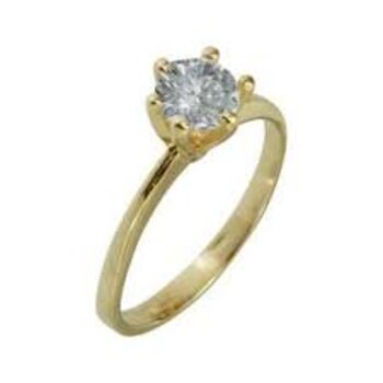 Anel Solitário de Ouro 18K Moissanite Tm 17,50 2,48Gr