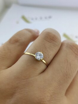 Anel de Ouro Solitário 18K 0,56 Tm 16