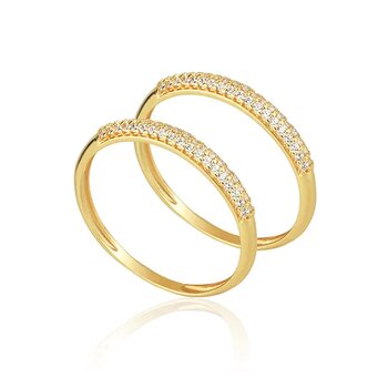 Aparador Ouro 18K Aparador de Aliança Cravejado Com Zircônias 3,17Gr Tm 15