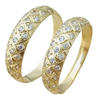 Aparador Ouro 18K Aparador de Aliança Cravejado Com Zircônias 5,43Gr Tm 16