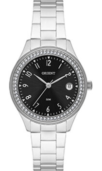 Relógio Fem Aço Fundo Preto P2Sx - Relogio Pulso Orient - Quartz,anlgo.cx.aco Inox.cal.vx32E21 - D.c.r.e 2022/64750