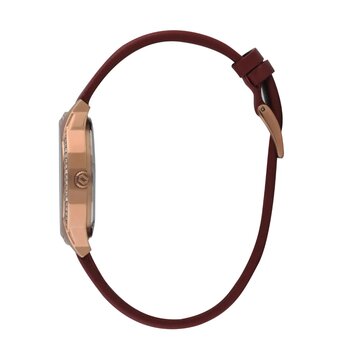 Relogio Fem Dourado Pulseira e Fundo Vermelho V1Vx - Relogio Pulso Orient - Quartz,anlgo.cx.aco Inox.cal.vx3We12 - D.c.r.e 2023/42377